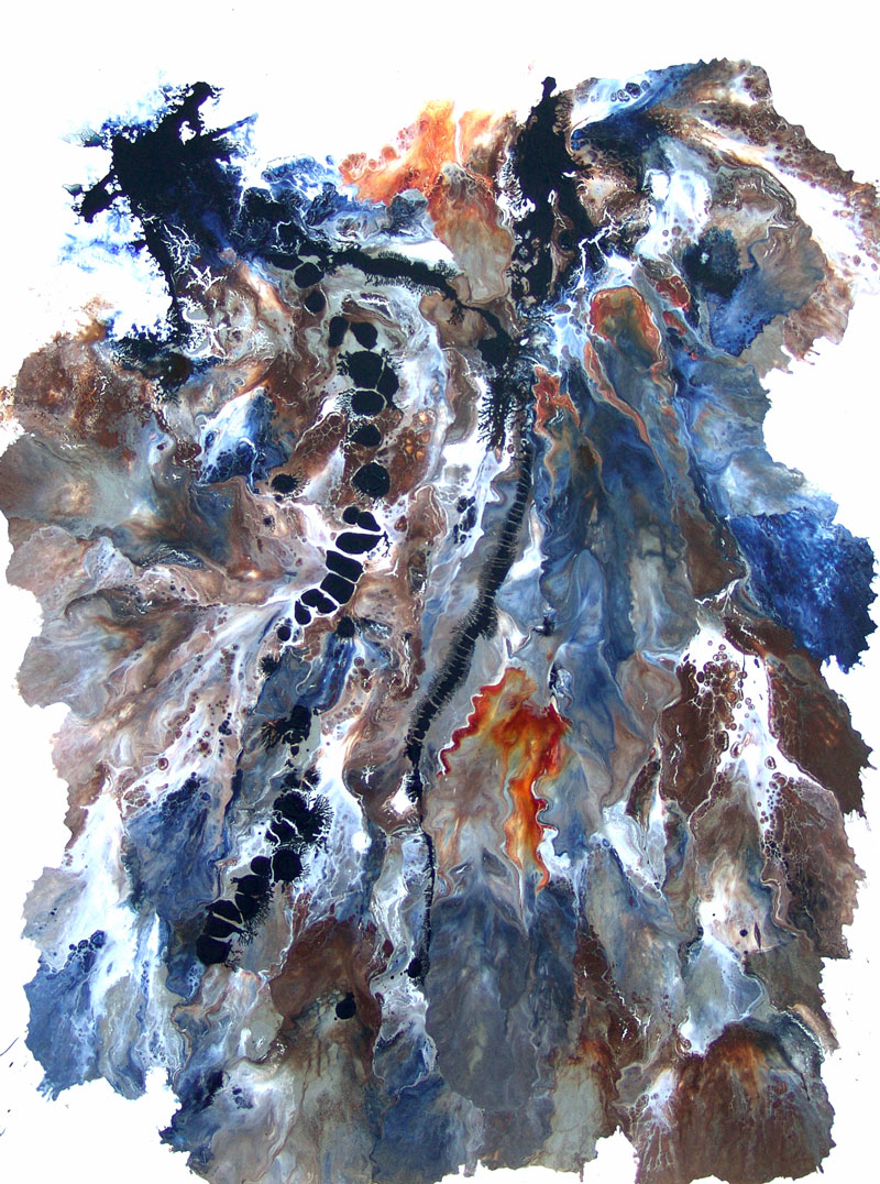 Abstract Art Rock Climbing Landscape Painting Earthen Large Blue Earth